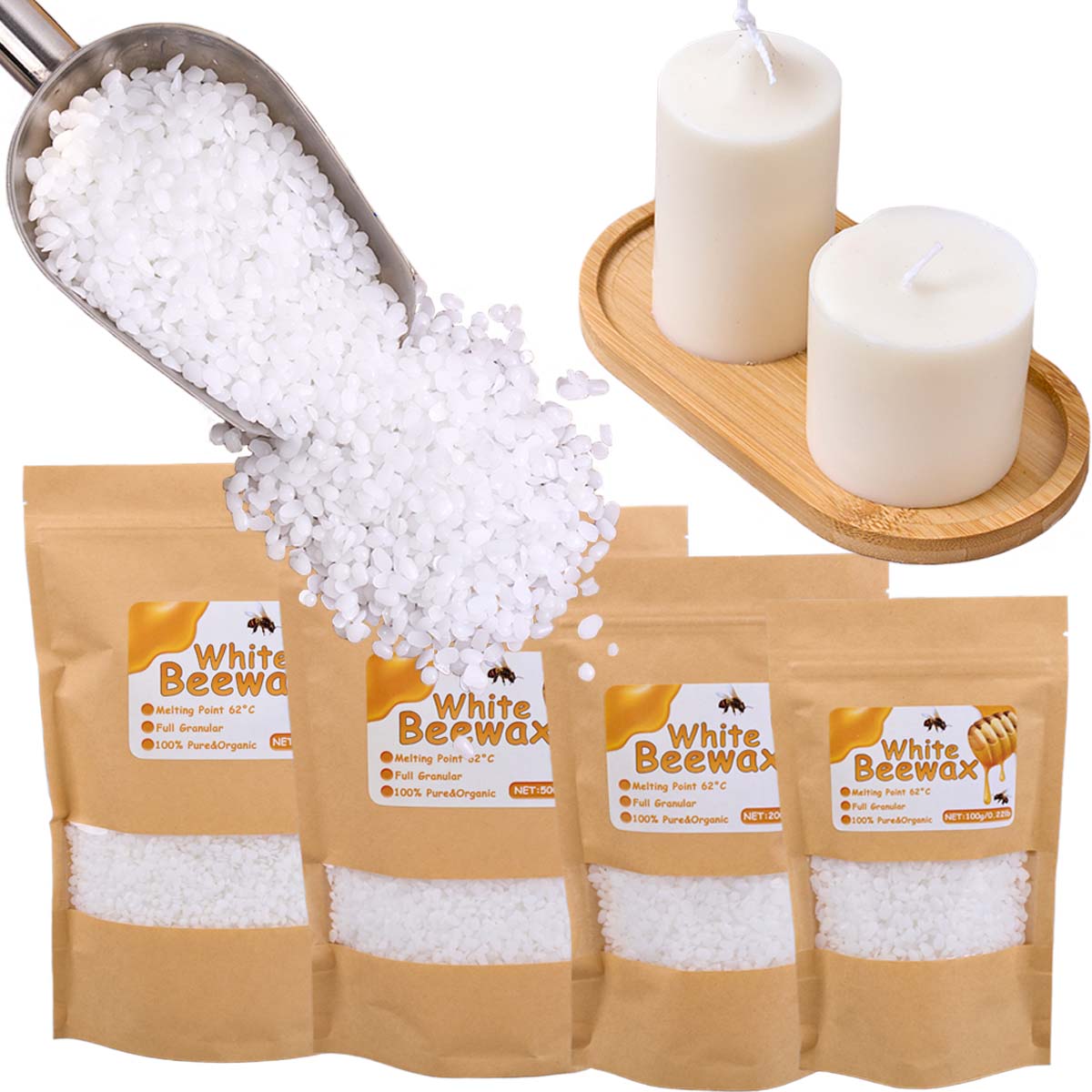 Candle Making With Beeswax - Biały Wosk Pszczelek Czysty Naturalny Granulowany