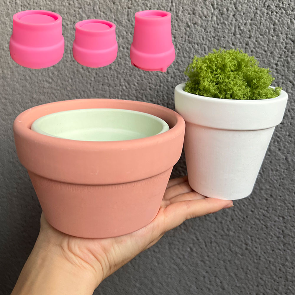 Candle Making Vessels - Duża betonowa doniczka silikonowa forma okrągła